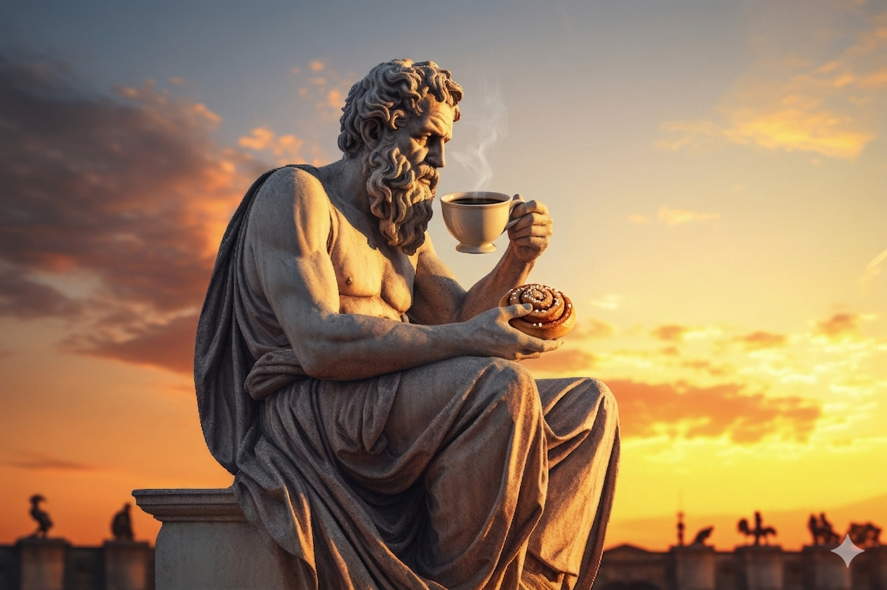 Socrates having fika
